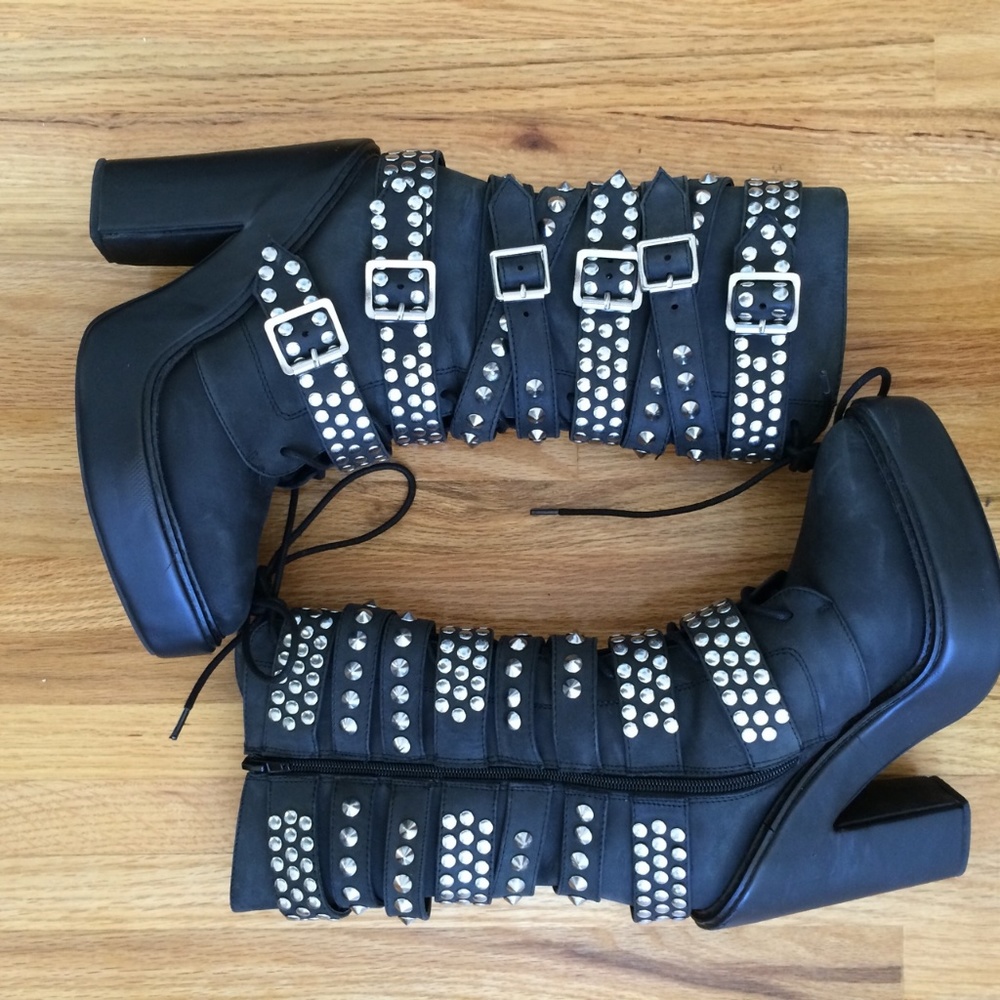 Jeffrey Campbell Ruckus Leather Boots with Box